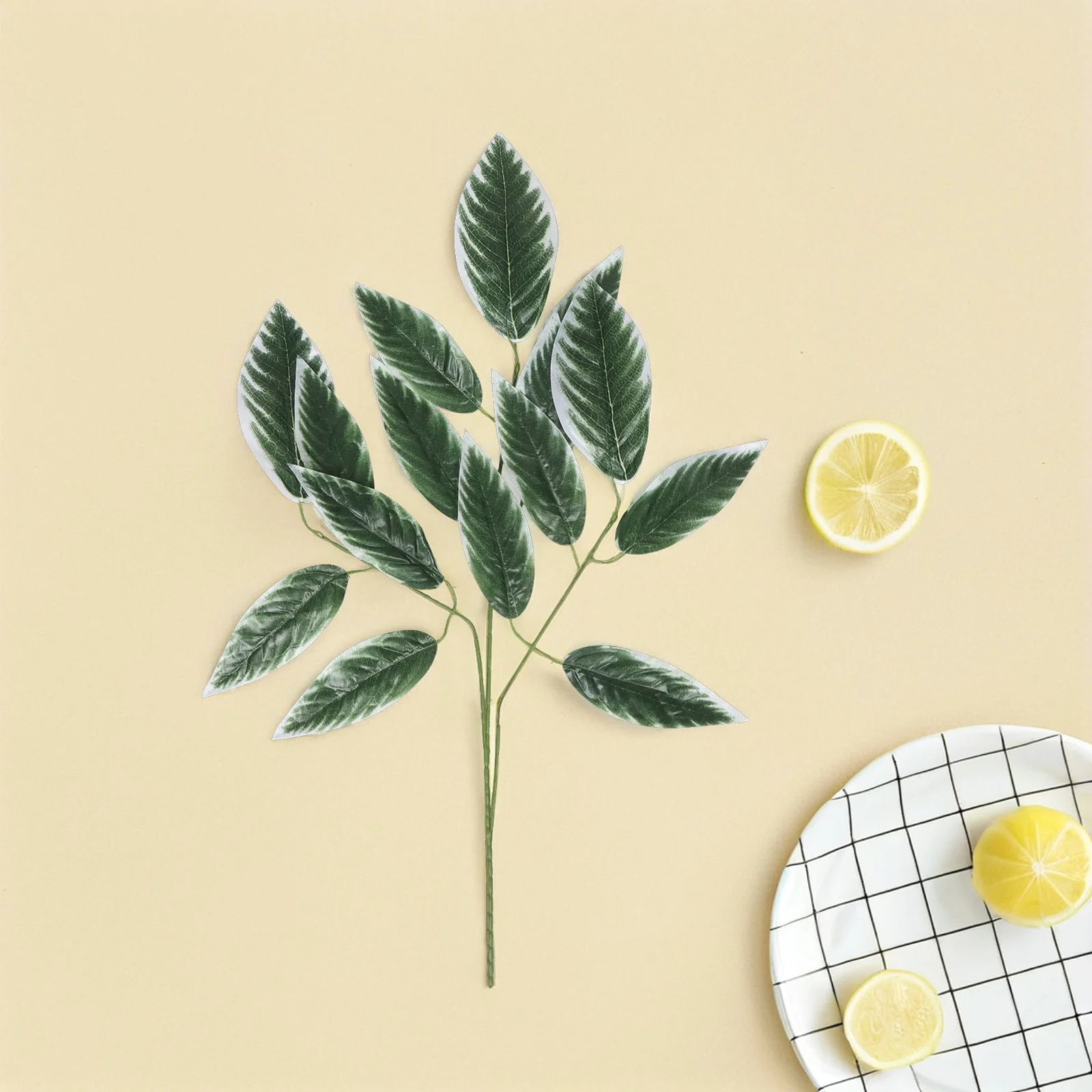 

12pcs Realistic Faux Leaf Branches Artificial Greenery Stems Vase Fillers for Wedding Home Party Decor Colorfast Craft