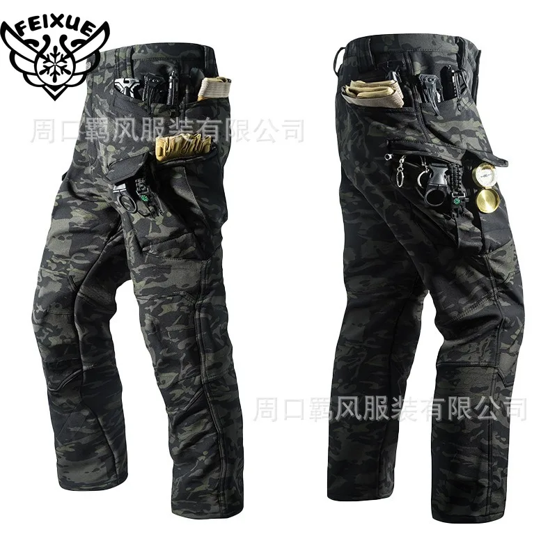 

Winter Camo Training Combat Soft Shell Pants Outdoor Hiking Pants Waterproof Windproof Warm Fleece Pants Hunting Uniform
