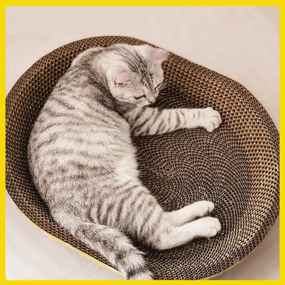 New Cat Scratching Board Protect Furniture Grinding Claw Toys Oval Corrugated Paper Wear-resistant Cat Nest Cat Accessories 2024