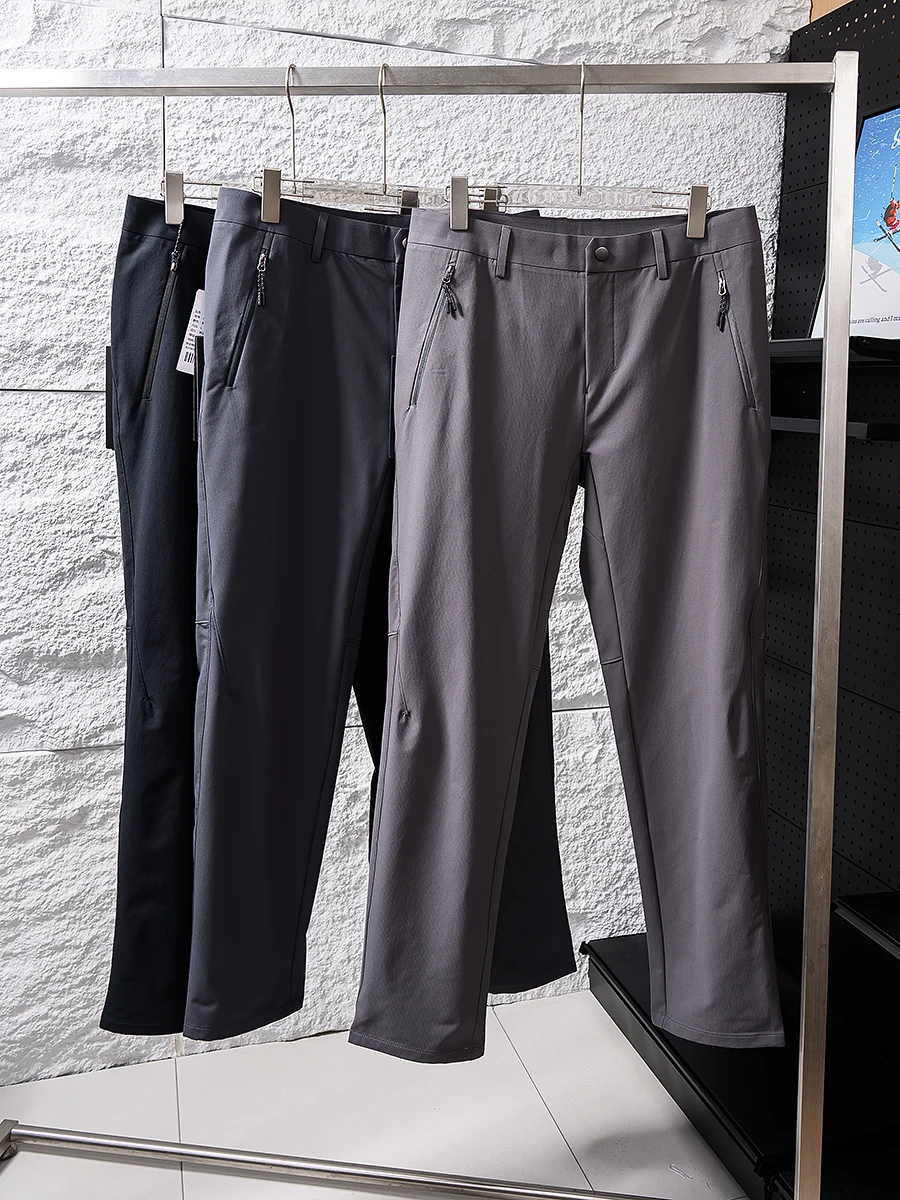 Waterproof Tech Elastic Breathable Men's Outdoor Commuter Casual Pants Smooth Skin-friendly Spring Summer Straight Leg Zipper