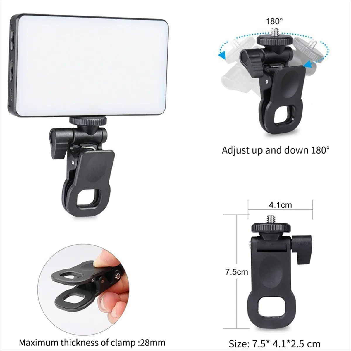 AABFK RGB LED Phone Selfie Light 3000Mah Battery Rechargeable Video Fill Light Portable 3 Lighting Mode Video Light