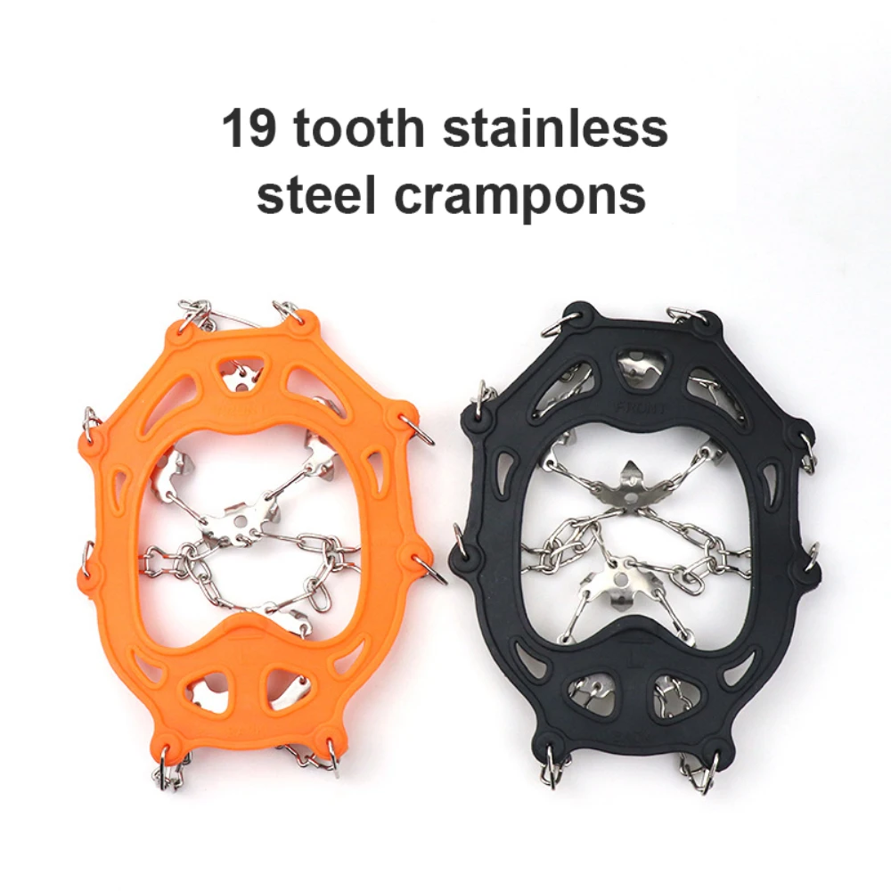 19 Teeth Climbing Crampons for outdoor winter Walk Ice Fishing Snow Shoes Antiskid Shoes Manganese Steel Shoe Covers