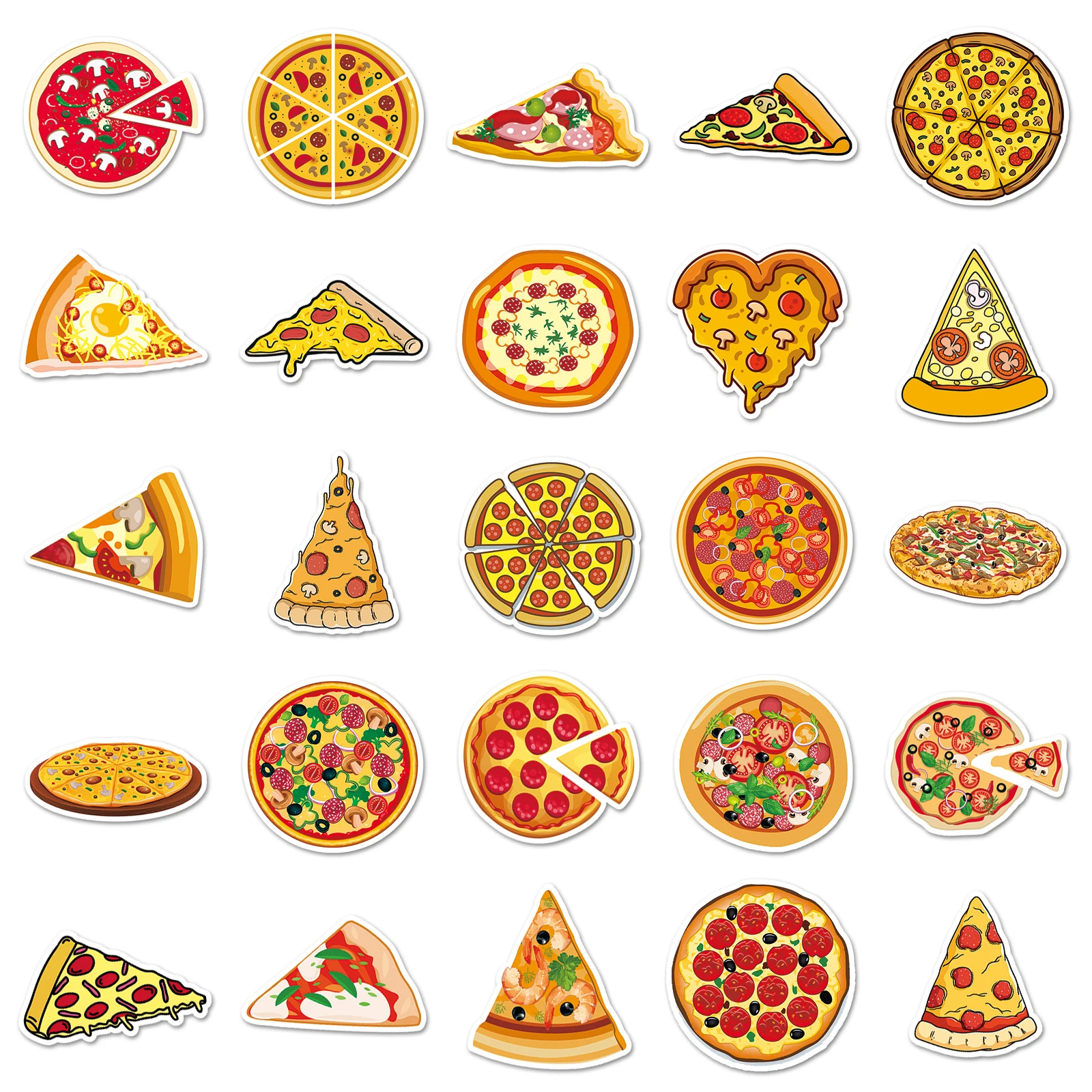 50pc Pizza series Cartoon Cute Graffiti Stickers Suitcase Laptop Guitar Skateboard Personalized Decoration Stickers