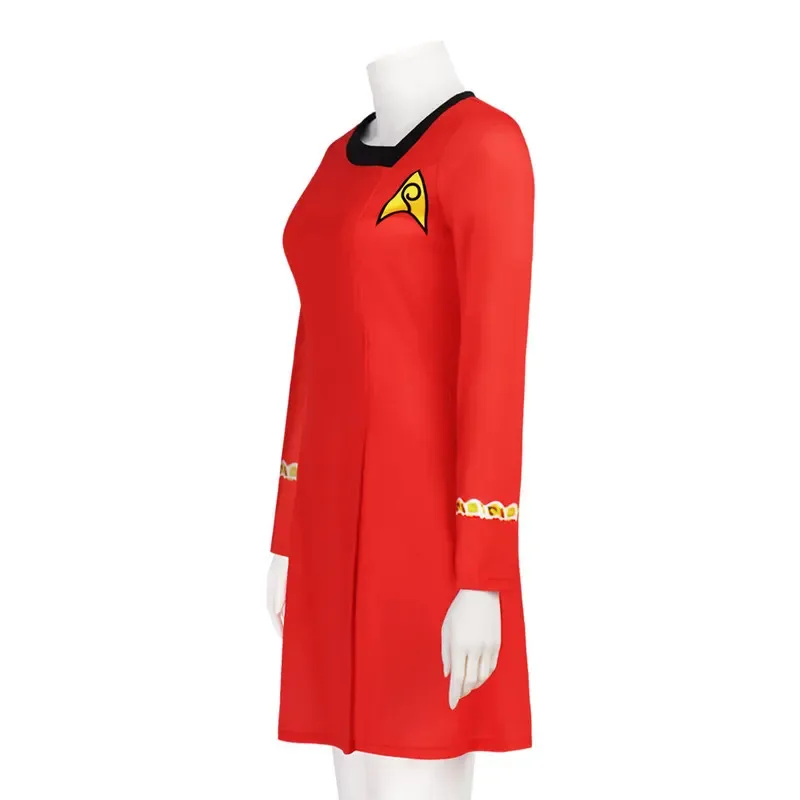 DY20Adult Star Trek فستان تنكري TOS أنثى طاقم الخيال العلمي زي أزرق وأحمر للمؤتمرات والحفلات25 #4