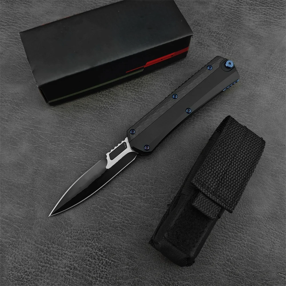 High Quality MICR Glykon Pocket Knife D2 Blade Aluminum+Carbon Fiber Handles Hunting Tactical Knife Camping EDC Tool