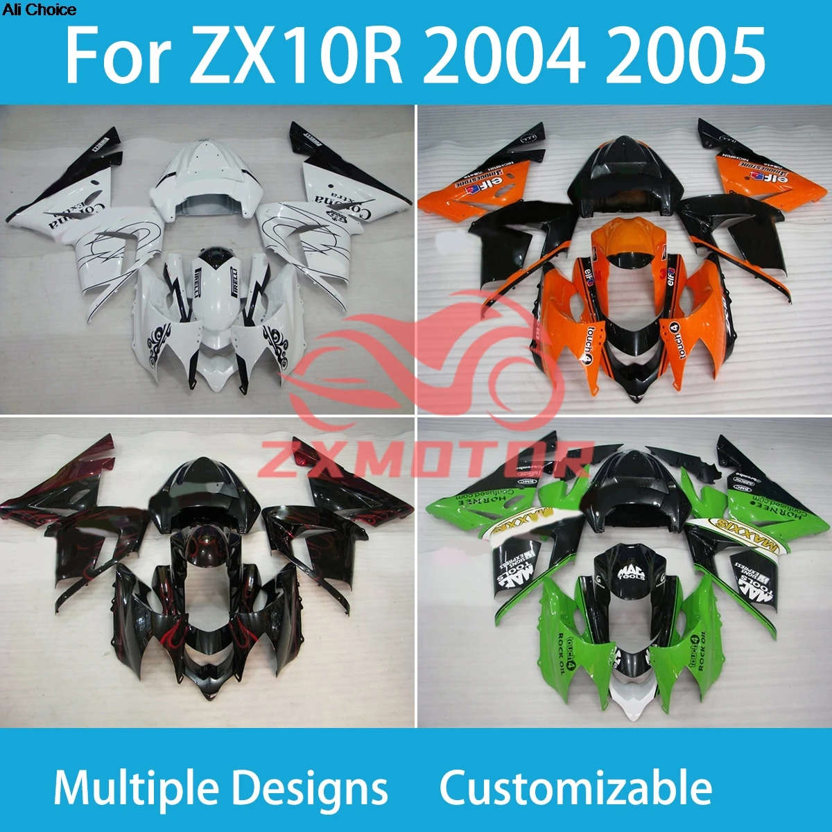 

New ZX10R 2004 2005 High Quality Fairings for Kawasaki Ninja ZX 10R 04 05 Motorcycle Fairing Kit