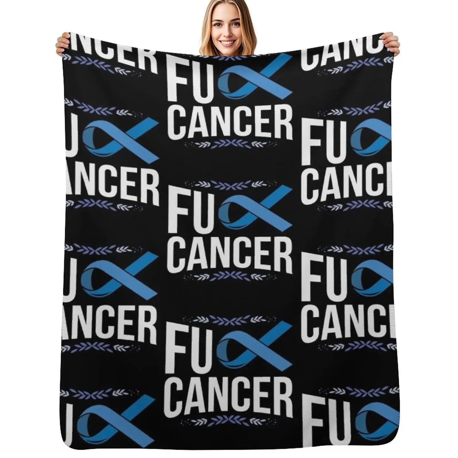 Colon Cancer Awareness Support Suvivor Dark Blue Throw Blanket Giant Sofa Hairys Flannel Travel Softest Loose Blankets