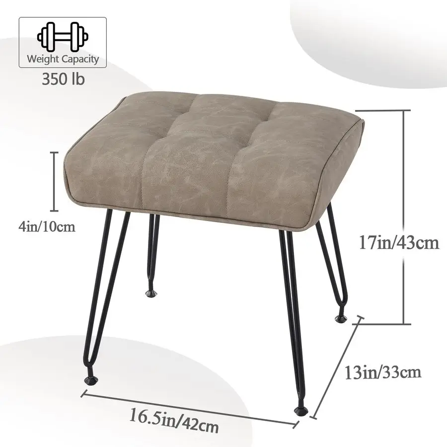 Bancos de vaidade de couro, cadeiras de fezes de vaidade para maquiagem fezes de pé de couro falso otomano com perna de metal compõem cadeiras para vaidade