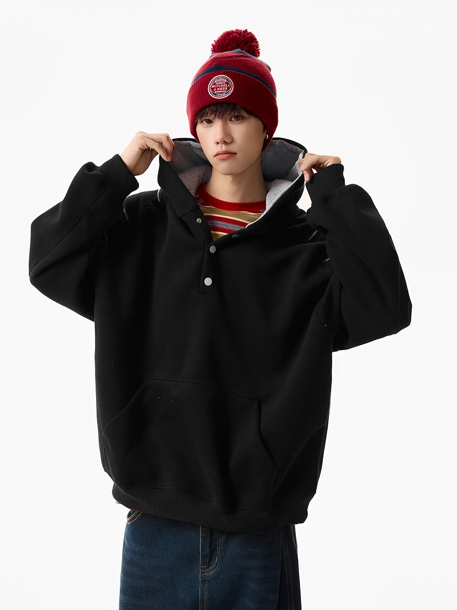 

Heavyweight Hoodie Men's Loose Fit Overhead American Sle Casual Long Sve Cotton Polyester Blend Autumn Winter Jaet