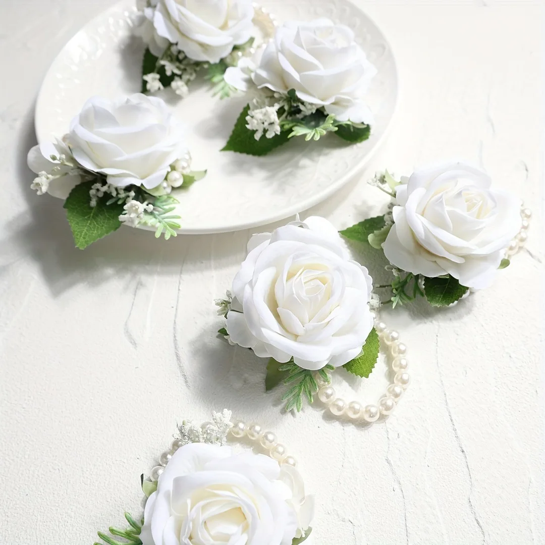 

Wedding Rose Boutonnieres for Men Wedding Groomsmen Artificial Corsage Groom Boutonniere Artificial Faux Flower for Prom Ceremon