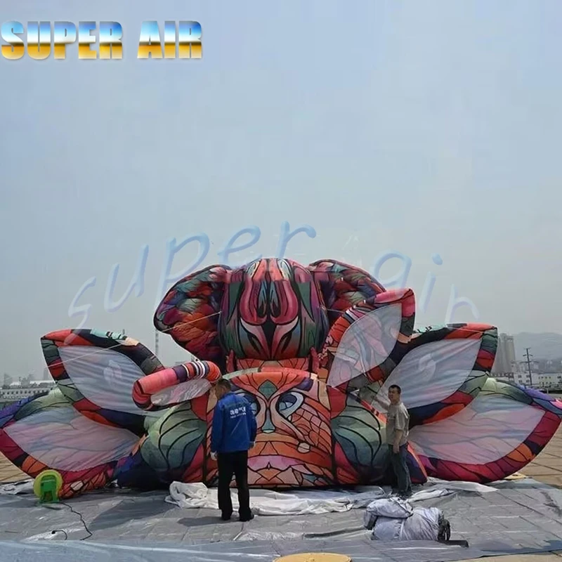 カスタマイズ可能な美しいデザインの屋外象スタイルの巨大なインフレータブルステージテント、ステージパーティー用のクロールド描画付き