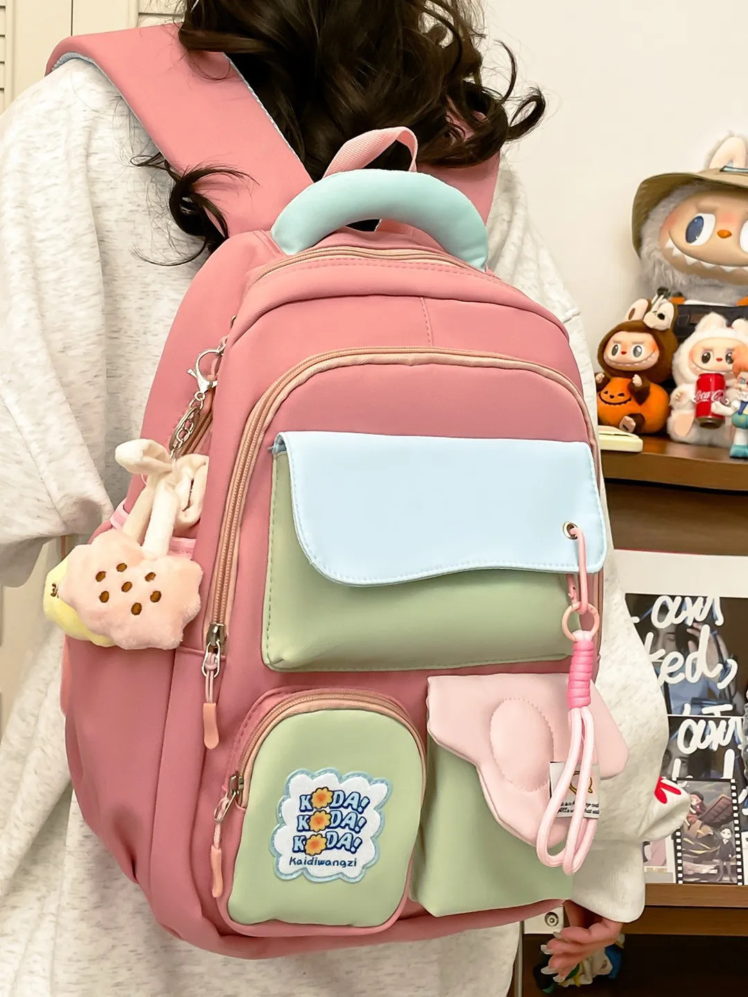 Grande capacidade Bapa para meninas Estudantes do ensino médio Coreano Sle Estudantes universitários Color Blo Bolsa escolar Material de nylon Un...