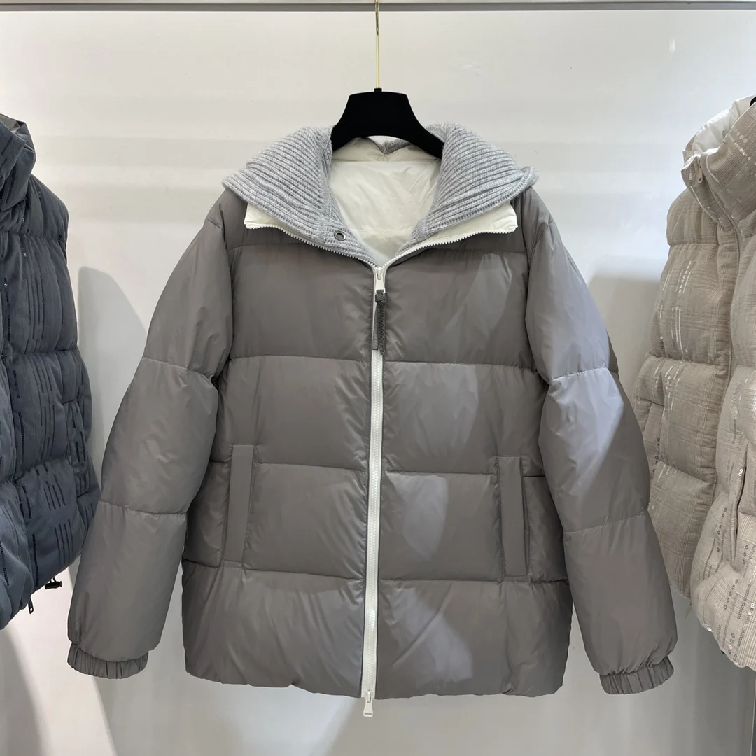 

2025 Women's Clothing White goose down hooded bread down jacket Winter New 1104