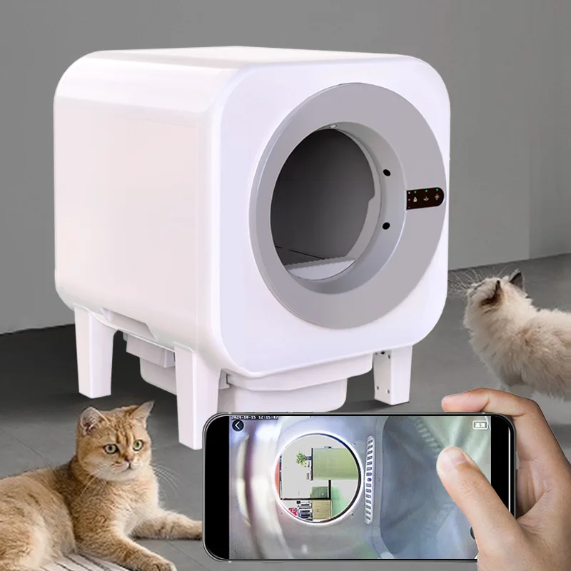 Box for Cats App-Controlled Plastic Device with Easy Clean Feature Self-Cleaning Electric Automatic Litter