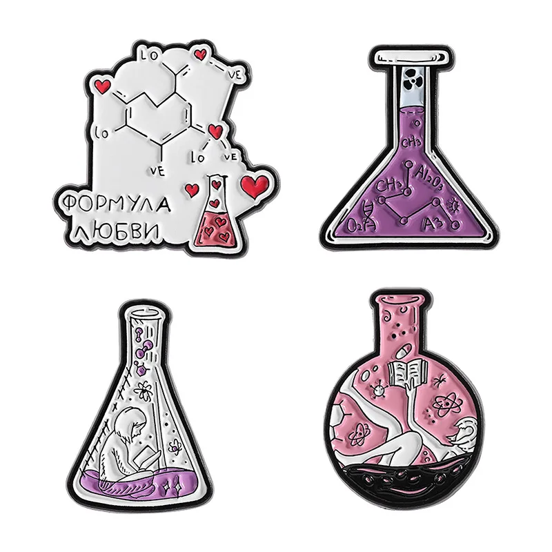 Creative Chemistry Brooch Cartoon Decorative Alloy Badge Accessories Experimental Beakers Scientific Baking Paint Accessories