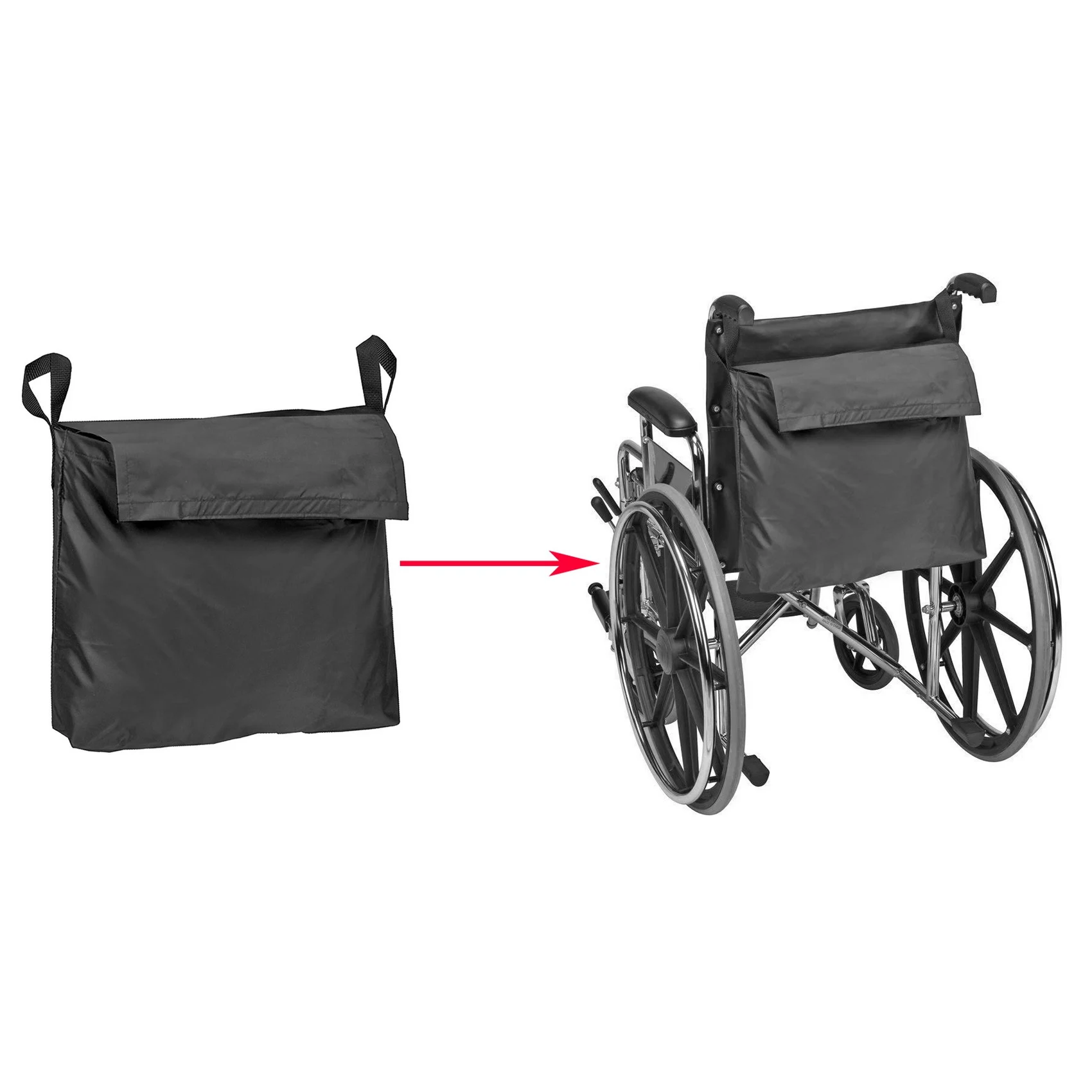 

Wheelchair Backpack Bag Provides Storage Area Easy-To-Access Bags And Pockets Elastic Shoulder Straps Easy Installation