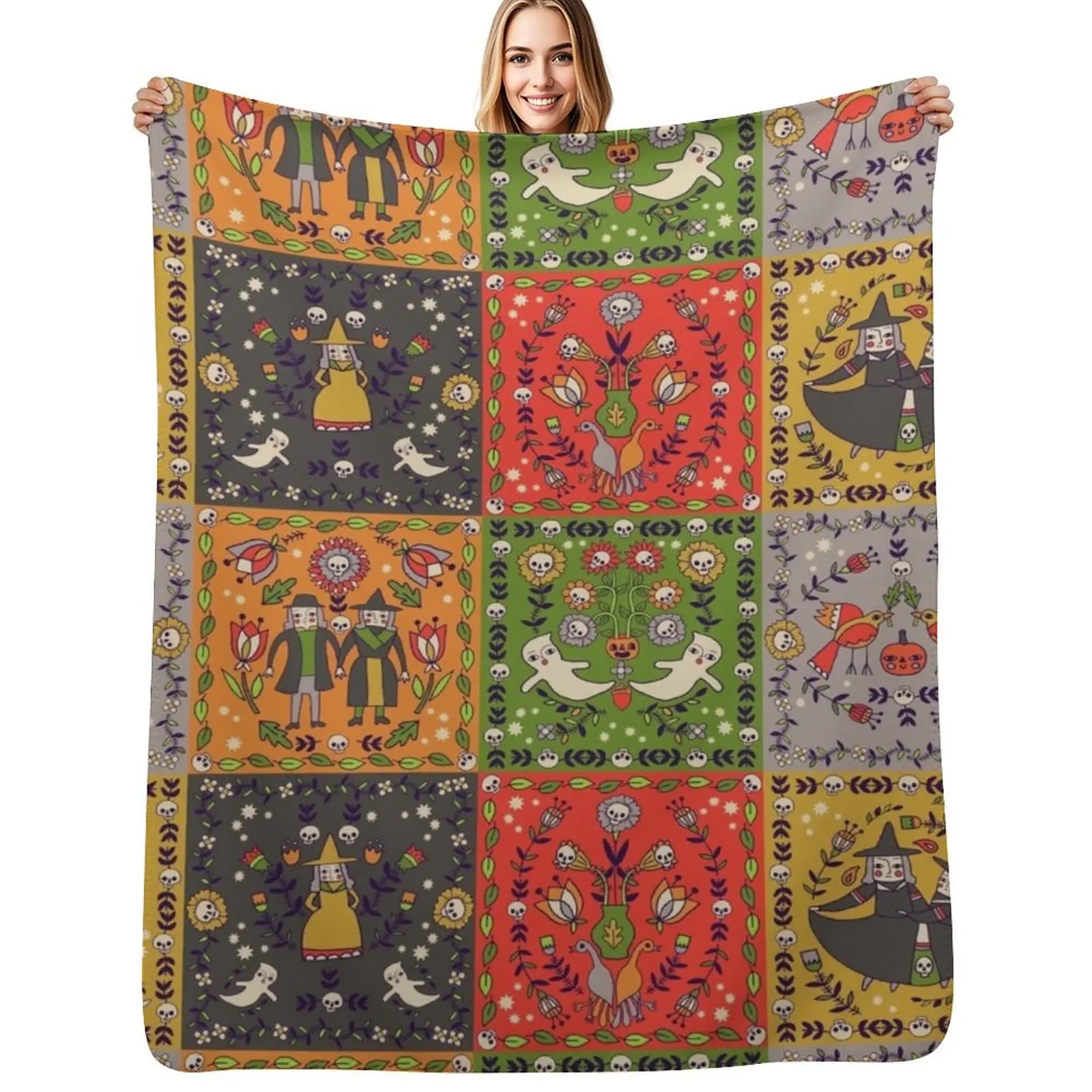 

Dutch Squares Throw Blanket Outdoor Soft Blanket for Picnic Beach Camping