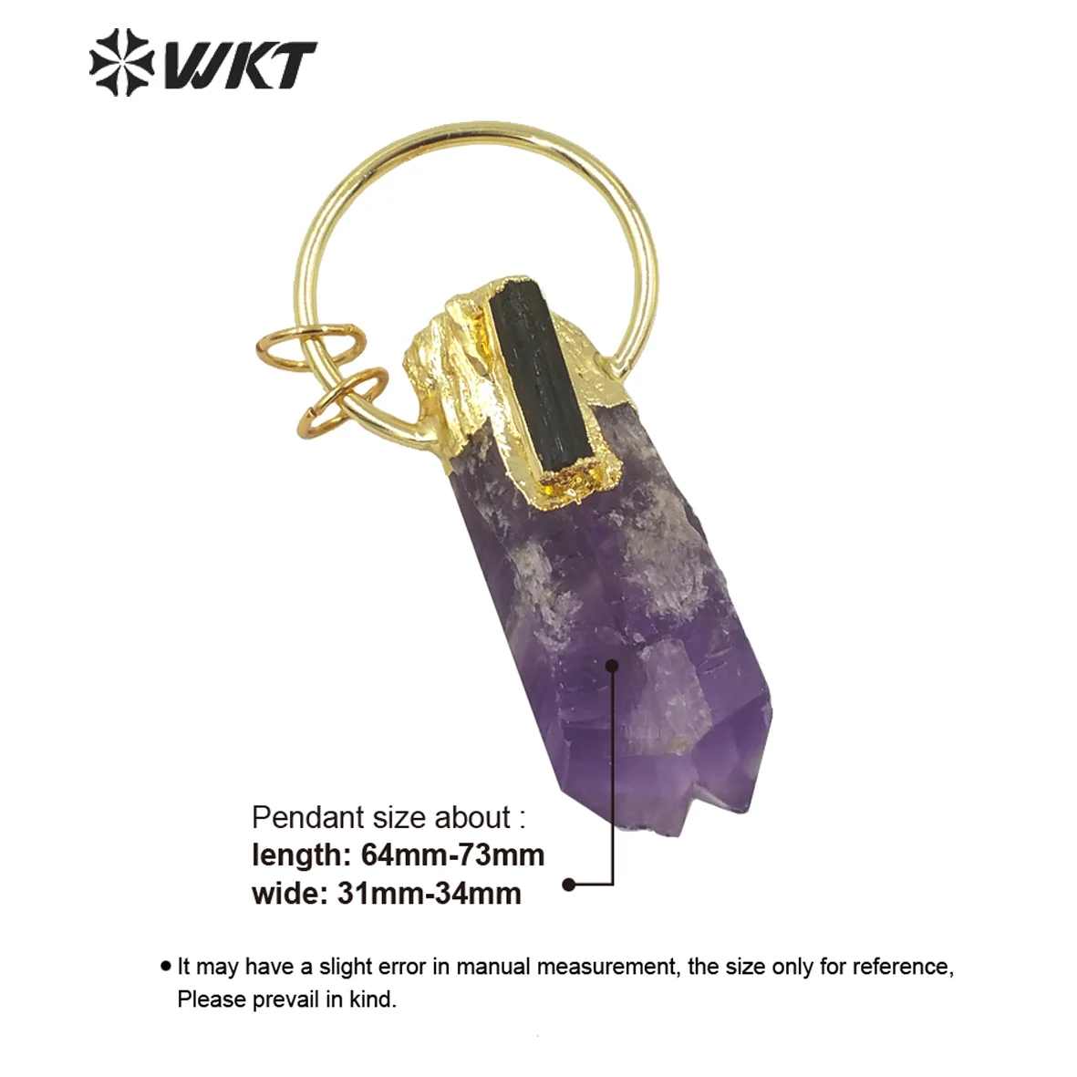 WT-P1624 Gorgeous Purple Stone Pendant A-methyst With Black Tourmaline Charm Pendant Fashion Jewelry Pendant With Big Ring view 6