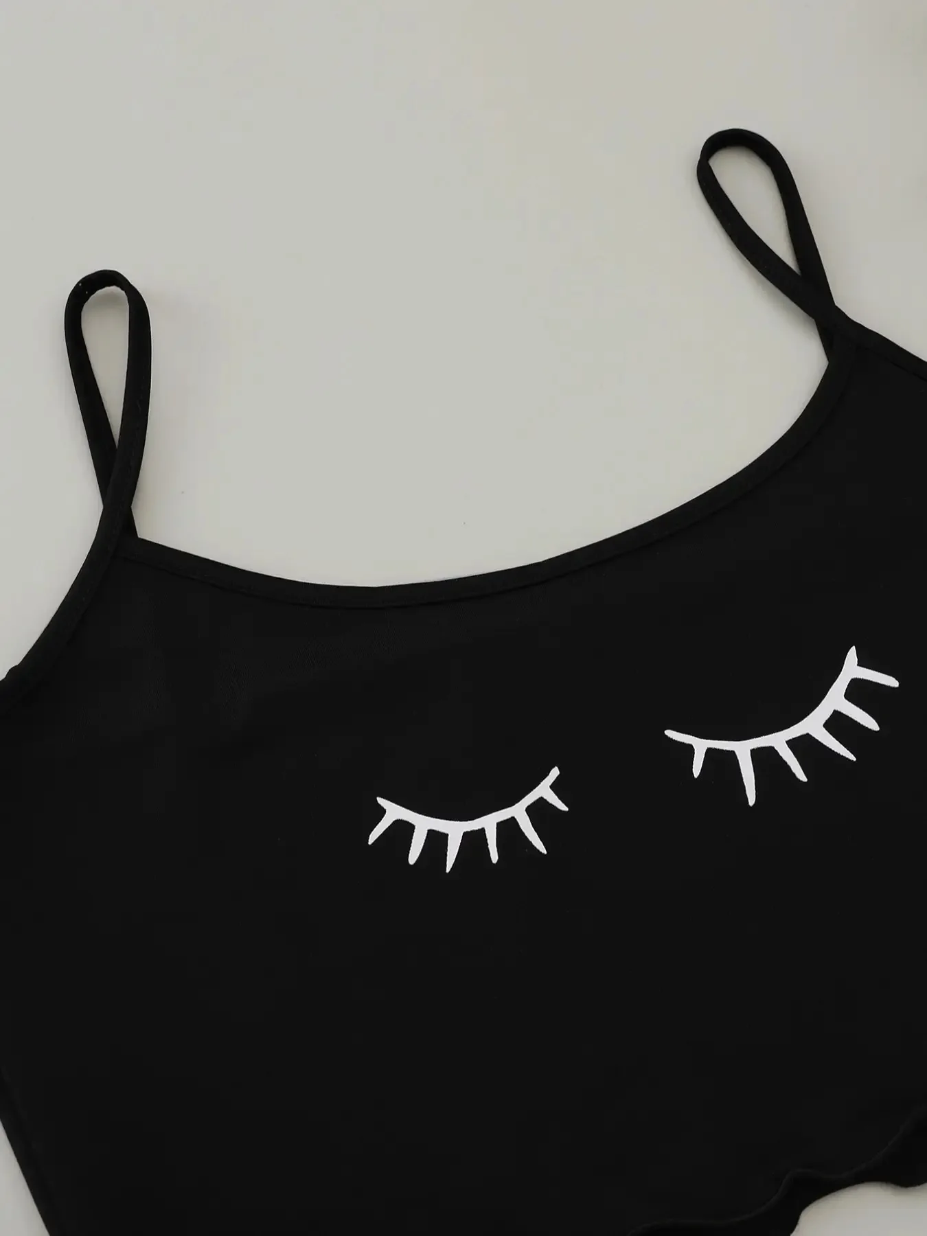Women\'s 2pcs Cute Soft Comfy Set Moon Star Eyelash Print Sexy Sleepwear Sleeveless Shorts Homewear Pajama Set
