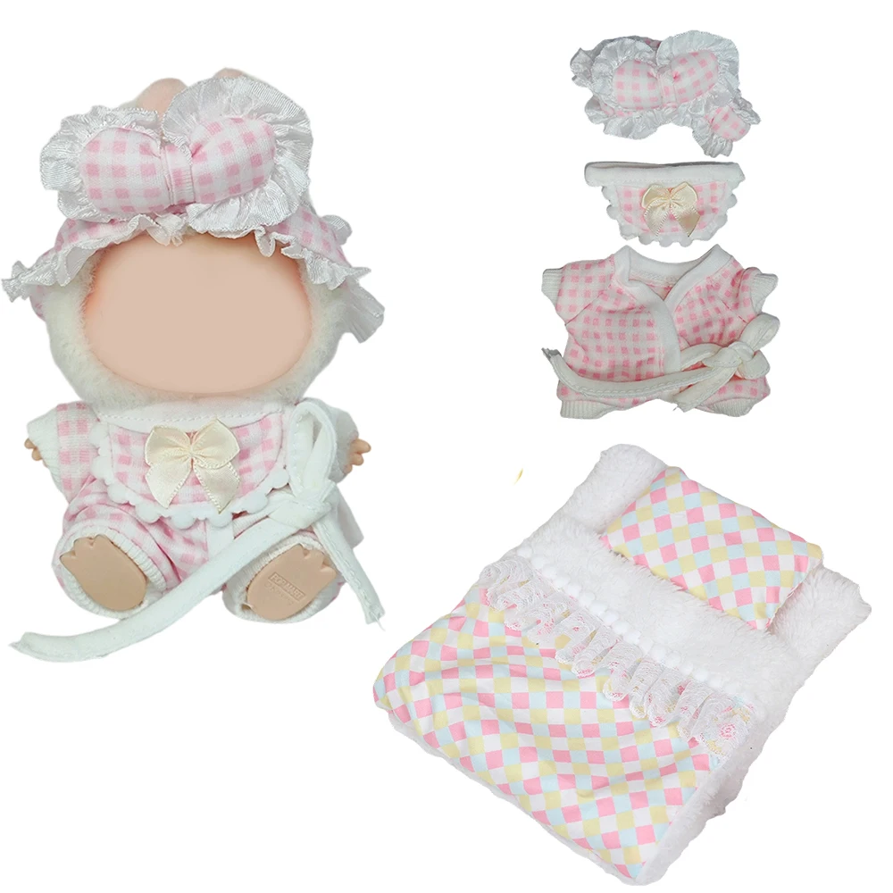 

Кукольная кровать для Ropa Labubu, подушки для кровати, спальный мешок, пижама с повязкой на глаза 1/12, кукла BJD GSC Body9 DOD YMY Obitsu11, аксессуары для кукол