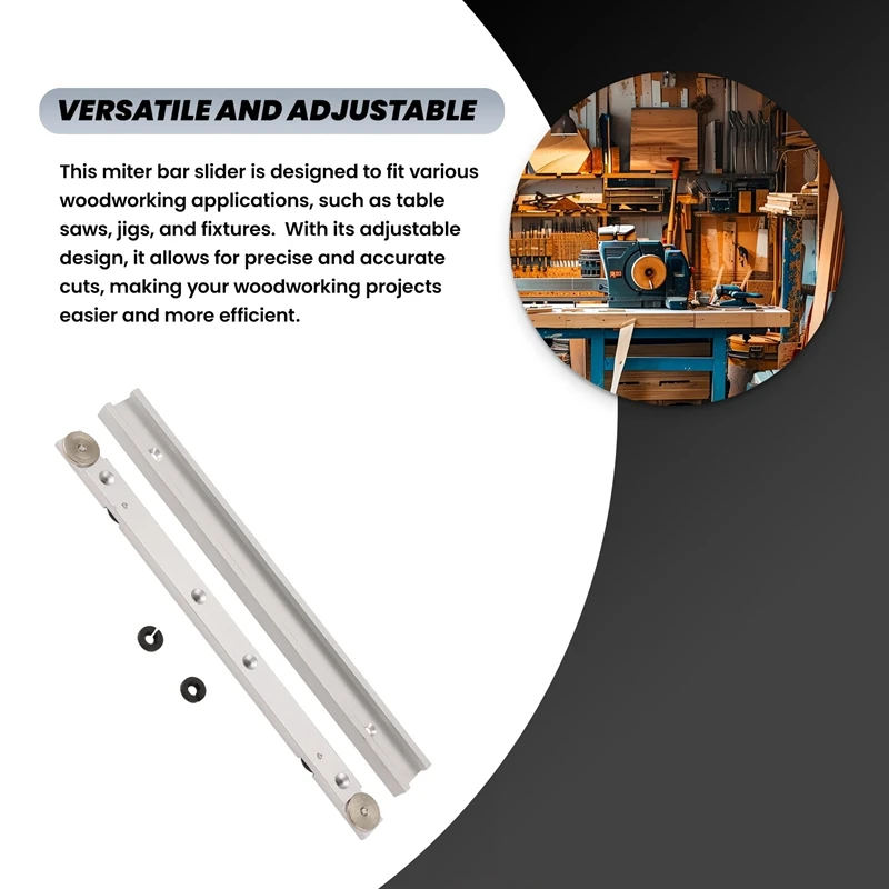 T Track Miter Bar Slider,Aluminium Alloy Miter Bar,Jig And Fixture Bar Slider Table Saw Gauge Rod Wiith Chute