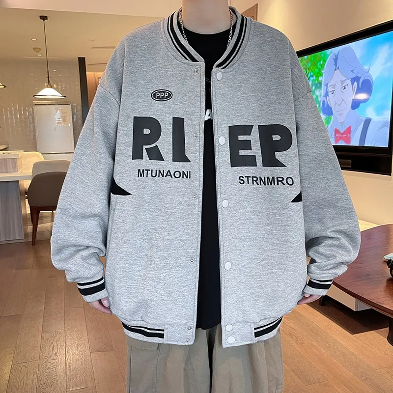 

Cool Cotton Baseball Jaet for Teens Spring Autumn ex Long Sve Breathable Outerwear with Side kets And Ribbed Hem