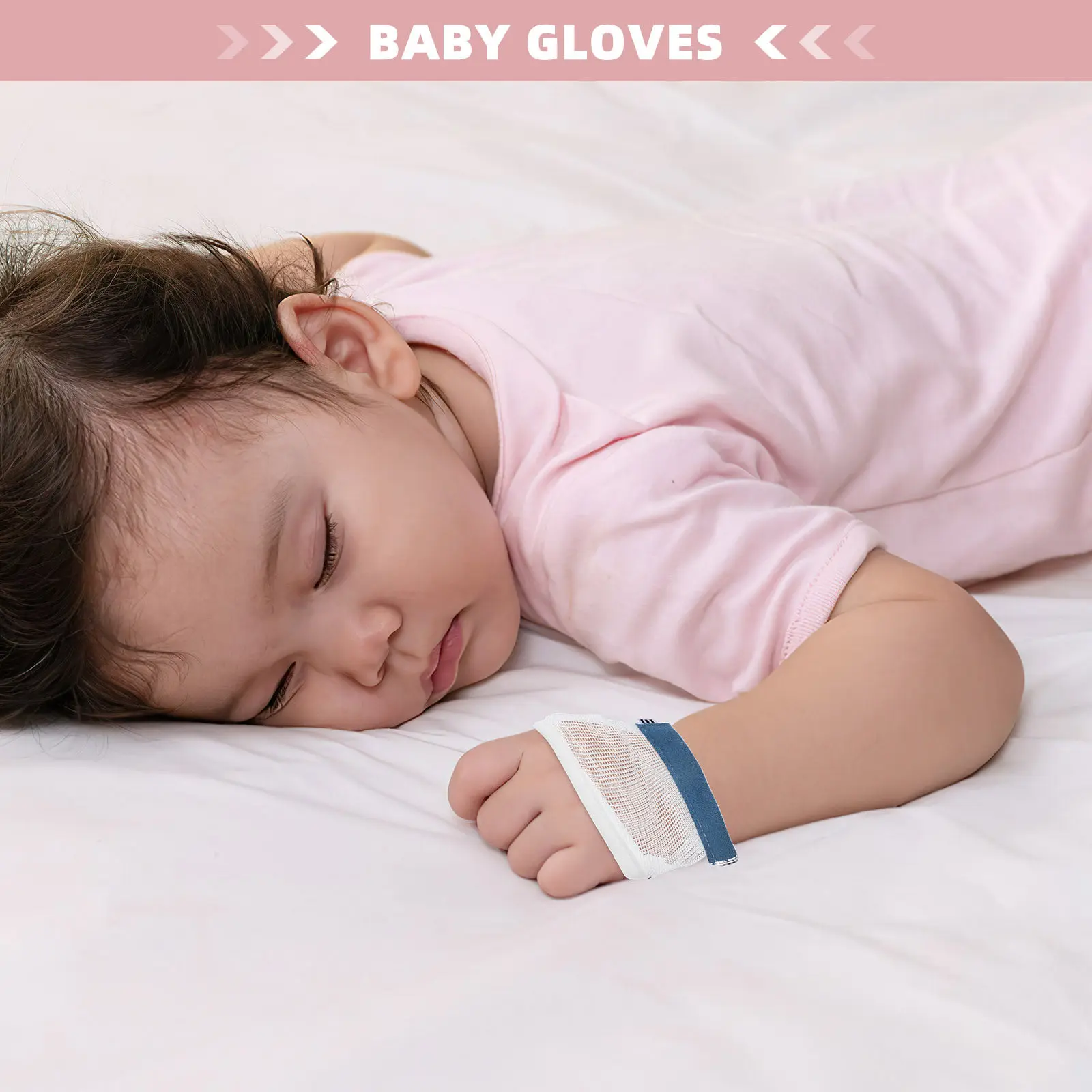 

2Pairs Baby Stop Sucking Gloves Soft Skin-Friendly Thumb Guard Breathable Mesh Finger Protector for Babies Learning