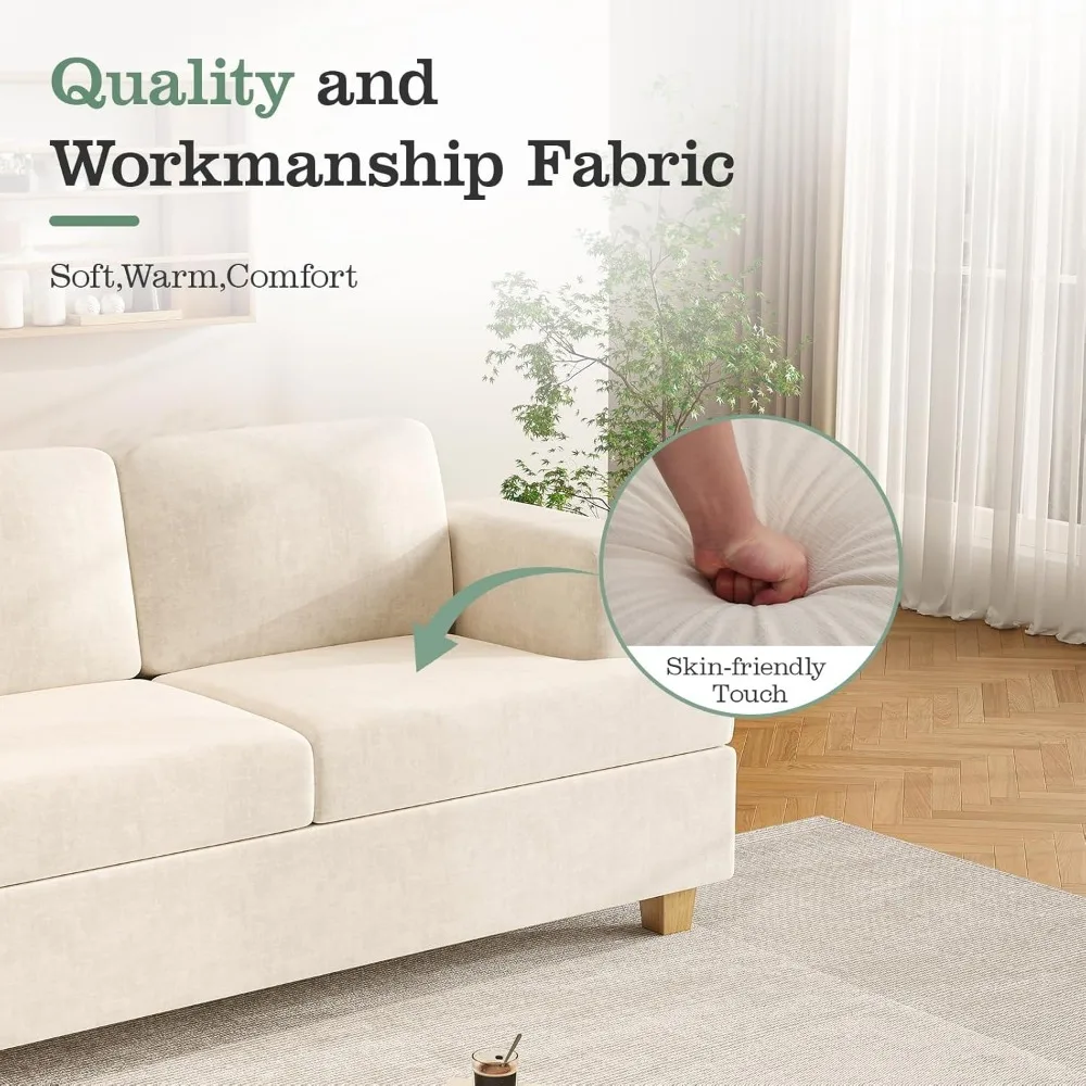 أريكة Loveseat مقاس 63 بوصة، أريكة صالة سحابية مع وسادتين لغرفة النوم، أريكة صالة الشنيل لشقق غرفة المعيشة، Bei