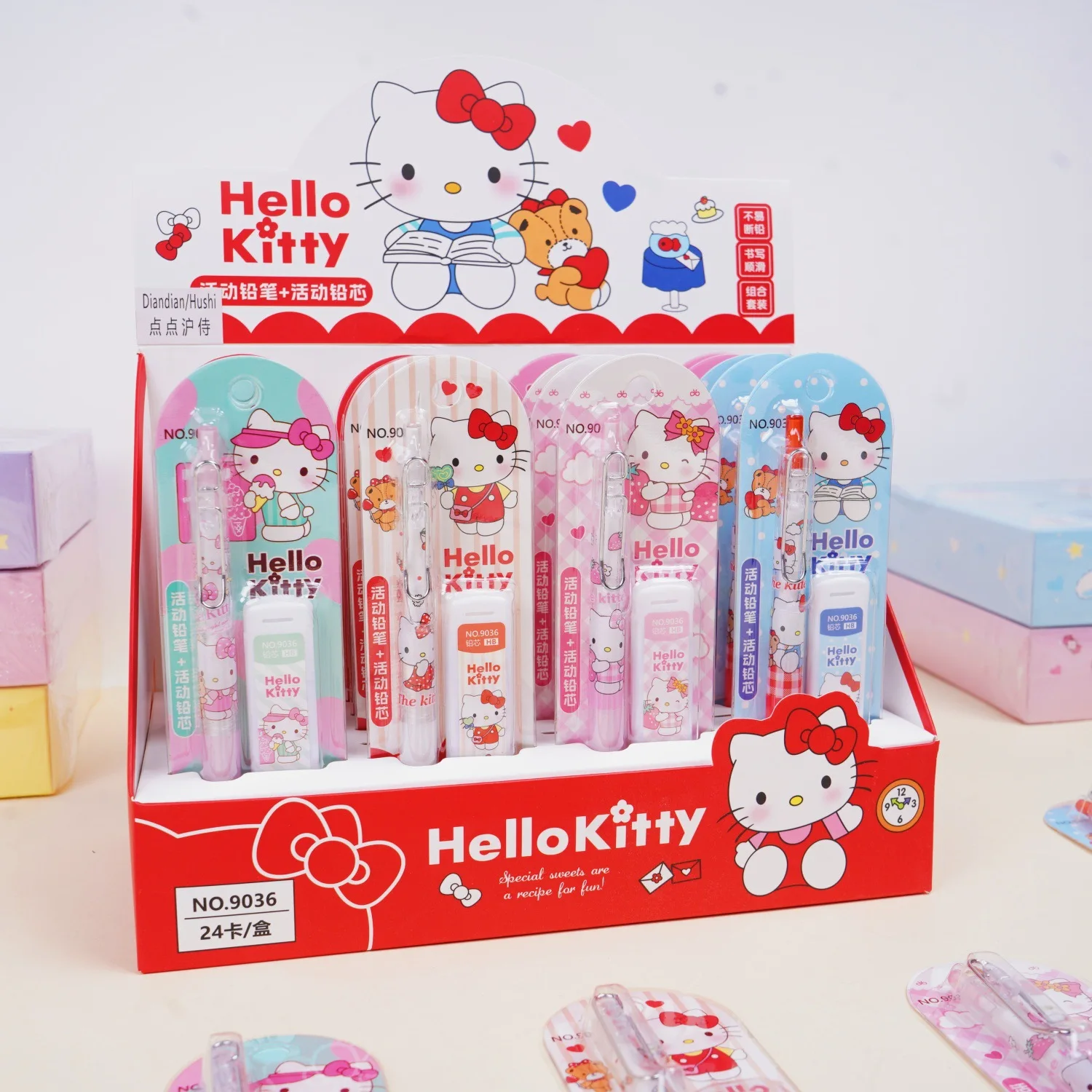 2/4pcs Hello Kitty Mechanical Pencil Set Cute Automatic Pencil Student Stationery