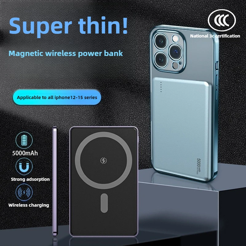 

보조배터리 Ultra Slim Wireless Power Bank 10000mAh Magsafe Safe Fast Charge Magnet Auxiliary Battery Magnetic for IPhone Samsung