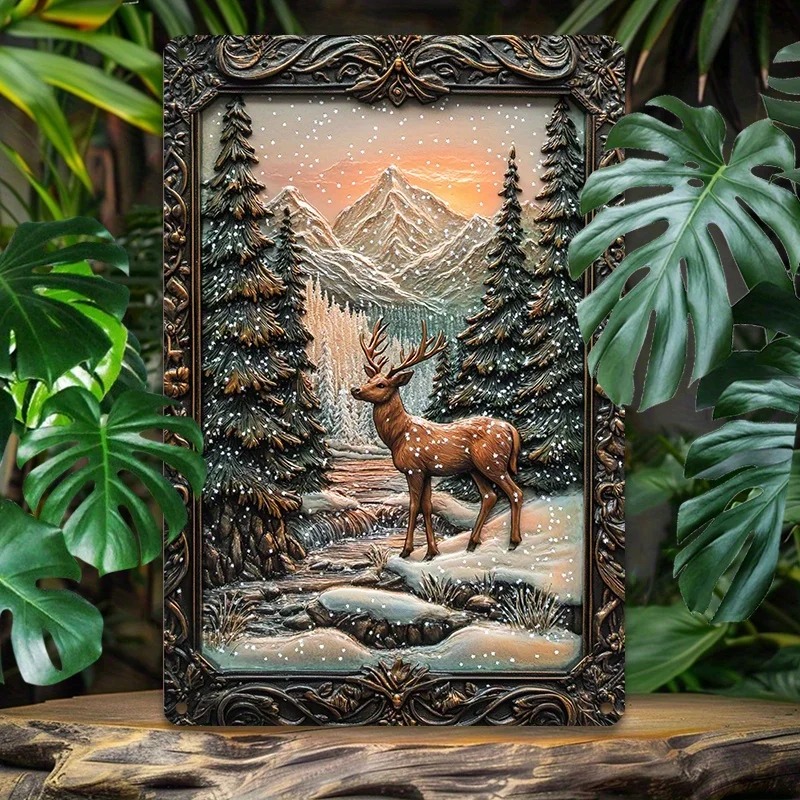 Majestic Deer in Snowy Landscape - 8x12