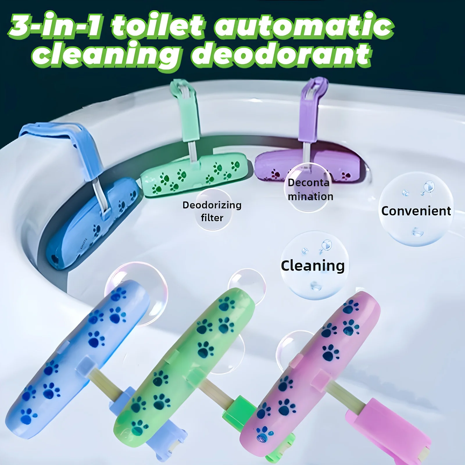 

3-in-1 Automatic Toilet Cleaner & Deodorizer Gel - Adjustable, Hanging Design for Easy Access - Effective Stain & Odor Remover