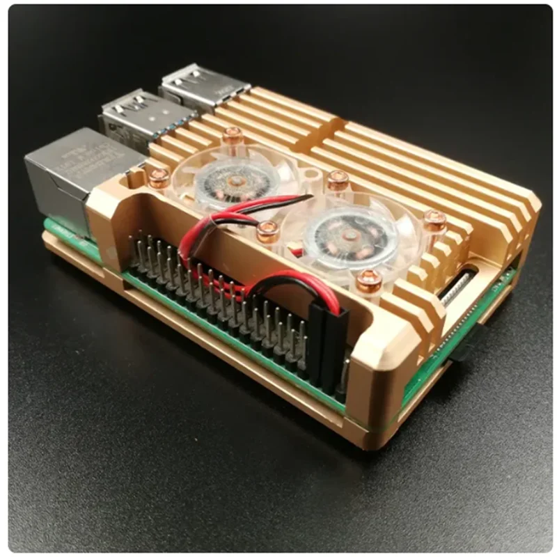 Raspberry Pi 4/3 Aluminium Behuizing Met Dubbele Koelventilator Metalen Behuizing Voor Rpi Raspberry Pi 4b/3b/3b +