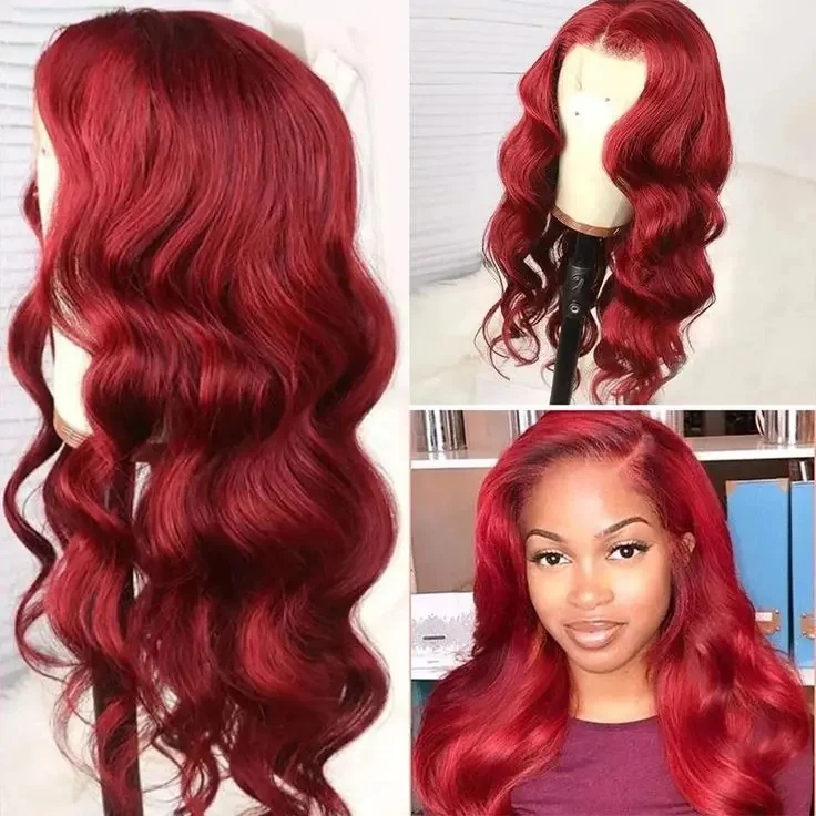 

Парики из синтетических волос бордового цвета, длинные волосы объемной волны для женщин