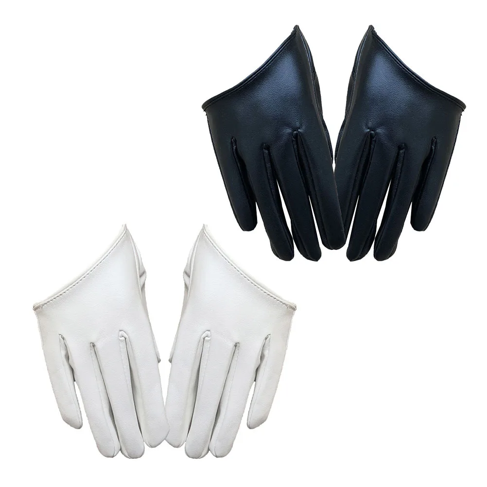 여성용 PU 장갑 흰색 풀 핑거 웨딩 연회 무대 공연 우아한 파티 의상 반손가락 장갑