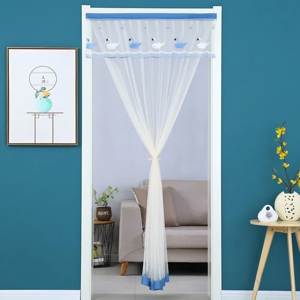 Self-adhesive Mosquito Proof Curtain No Punching Embroidered Screen Door Curtain Anti-mosquito Breathable Lace