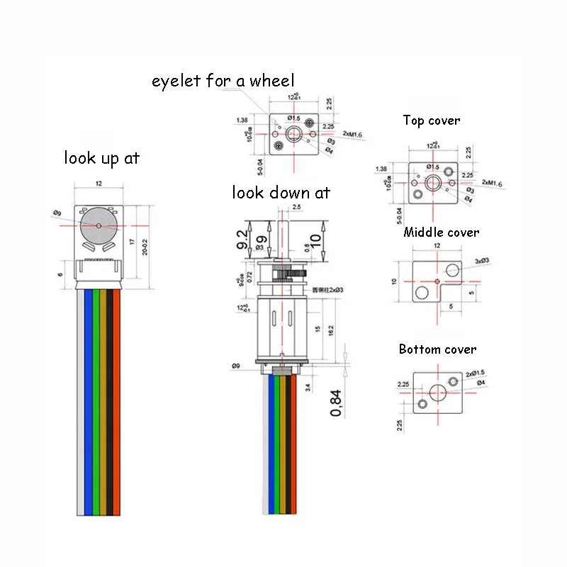 JGA12-N20 3V 6V Miniature DC Geared Motor with Encoder 7.5~3000RPM 0.2/0.7W 3.75~1000G.CM Metal Gear Motor Intelligent Trolley