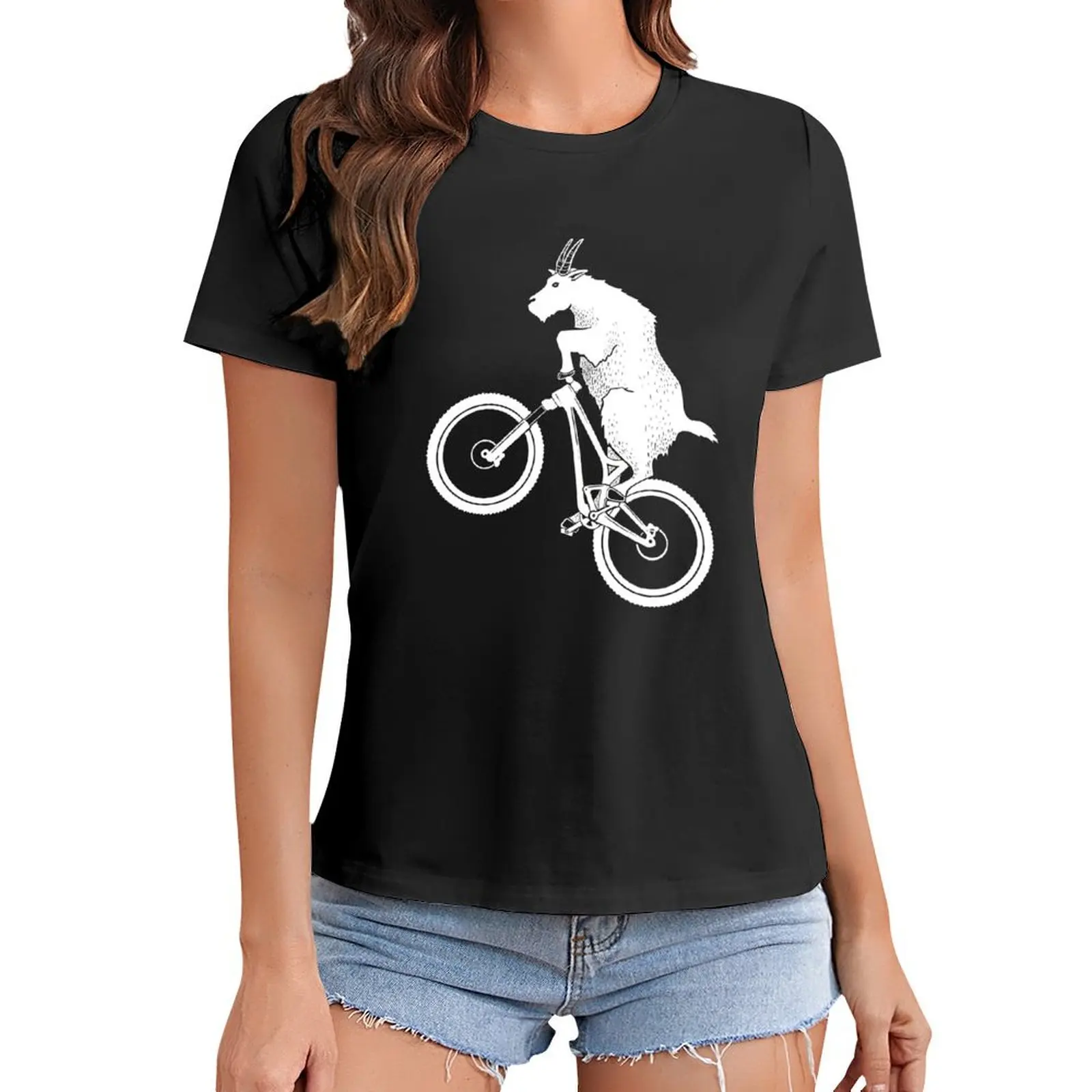 

Mountain Bike Goat T-Shirt customizeds sports fans vintage Women t shirt