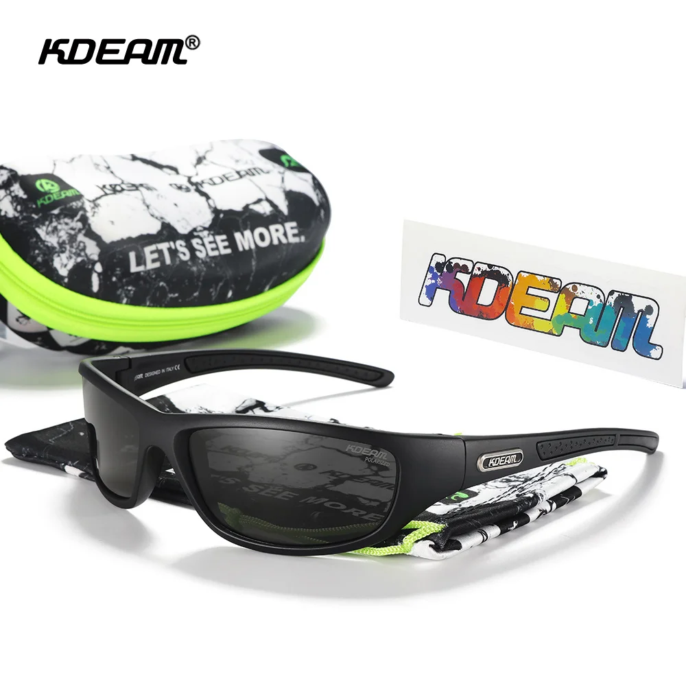 KDEAM Fishing Performance Men's Sunglasses Polarized TR90 Material Brand Logo Cycling Glasses With Zipper Case KD0701