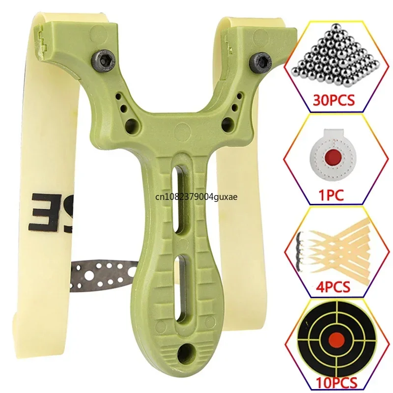 Quick Press Shooting Resin Slingsshot Outdoor Hunting Flat Rubber Band Slingshot Steel Ball Target Paper Training Package