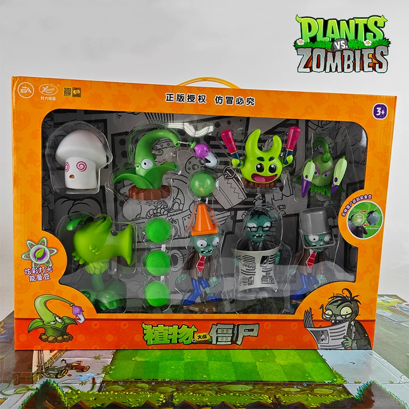 Plants Vs Zombies Toy Action Figure Emit Light Magic Hypno-Shroom Ice Pea Shooter Vs. Giant Zombie Children'S Birthday Gifts