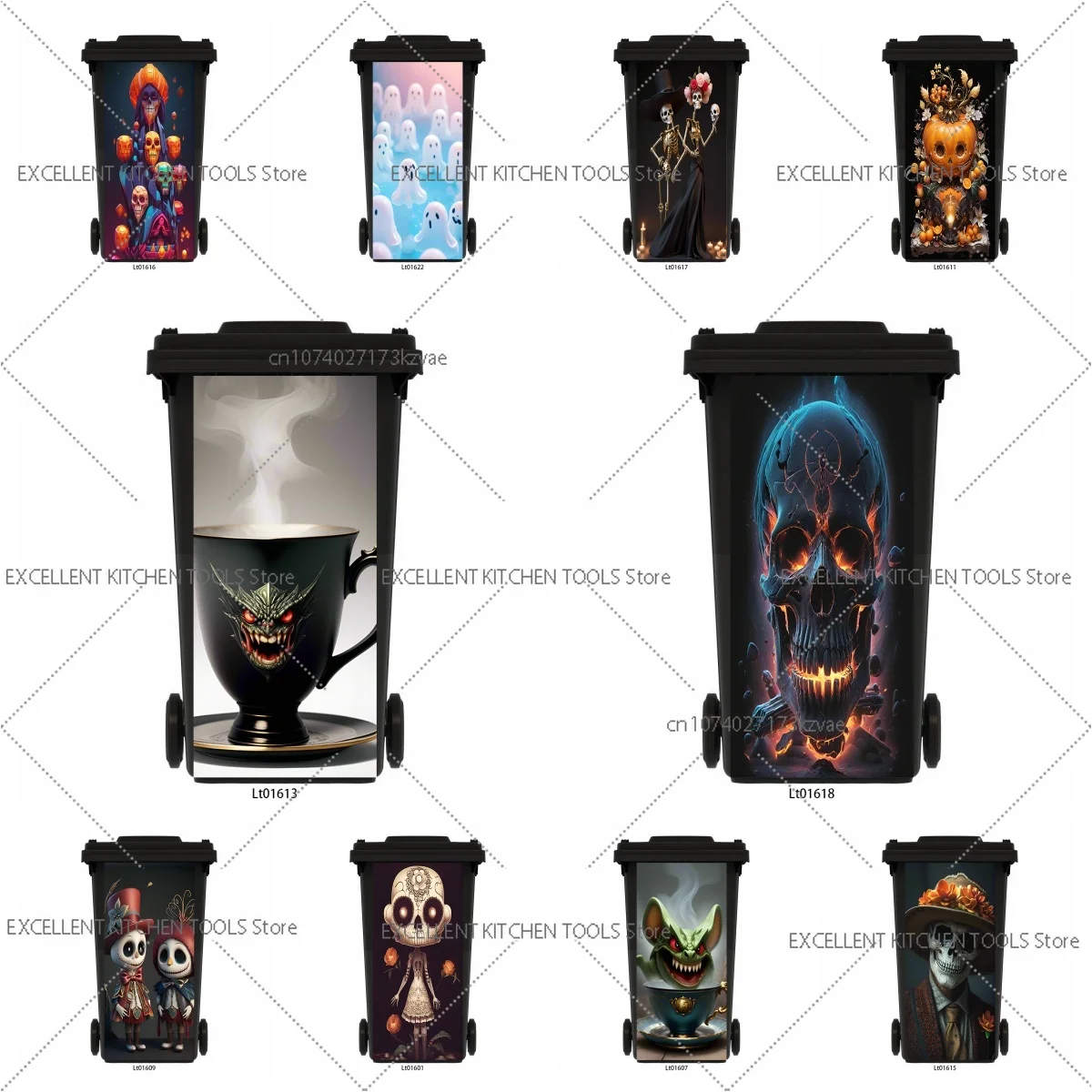 New creative trash can stickers Wall stickers, home stickers, PVC waterproof stickers, Halloween atmosphere