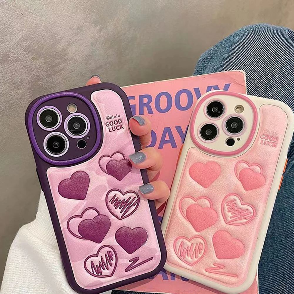 For IPhone 14 Pro INS Creative Luxury Imprinted Cortex Heart Fashion New Anti Drop Phone Case for IPhone 13 11 12 Pro Cover