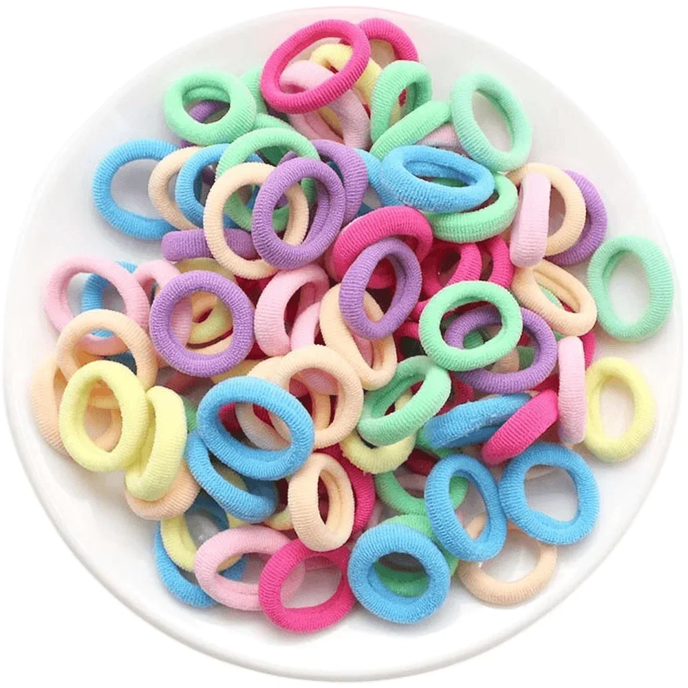100pcs Kid Small Hair Tie Baby Girl Children Headbands Colorful Elastic Hair Bands Nylon Scrunchie Hair Rope Hair Accessories
