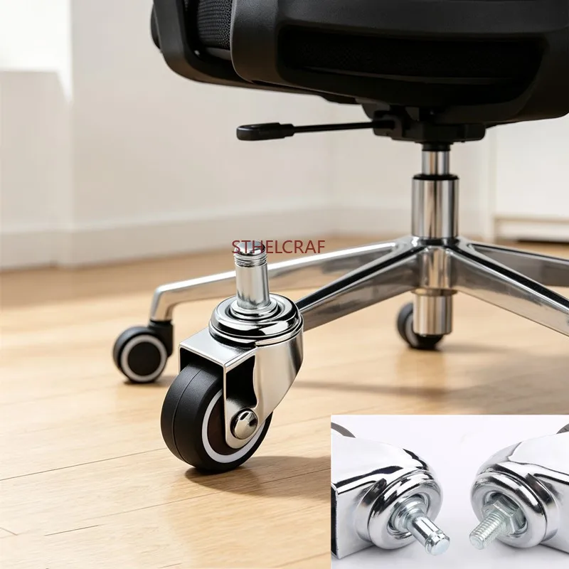 5PCS Silent Rubber Office Chair Wheels Caster 360 Degree Swivel Heavy Duty Caster Wheel Office Furniture Replacement Rollers