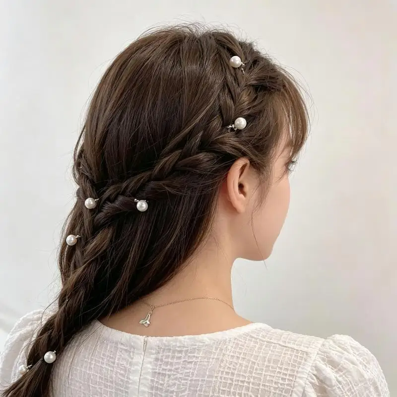 10 Stück/Set Französische runde Haarnadeln mit Imitationsperlen, Mini-Haarspangen, Braut-Haarschmuck für Mädchen und Frauen, Party-Dekoration – Detail 4