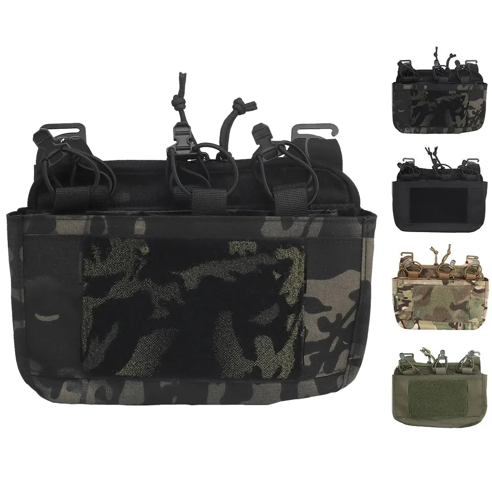 Tactical Front Flap Double Stack Abdominal Fanny Pack Triple Magazine Holster Insert Pouch Kangaroo for FCPC FCSK Carrier Vest