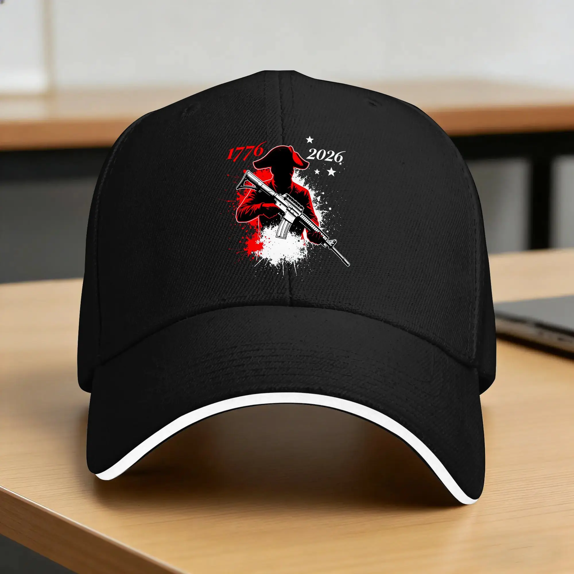 1776-2026 Revolutionary Soldier Rifle Splatter Baseball Cap  Hiking Fishing  Trucker Hat Men y2k Cool Custom DIY Baseball Caps