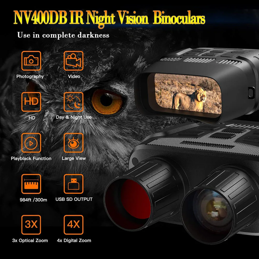 High Clarity Infared Digital Hunting Night Vision IR Binoculars, Day and Night Vision Goggles, Telescope for Surveillance