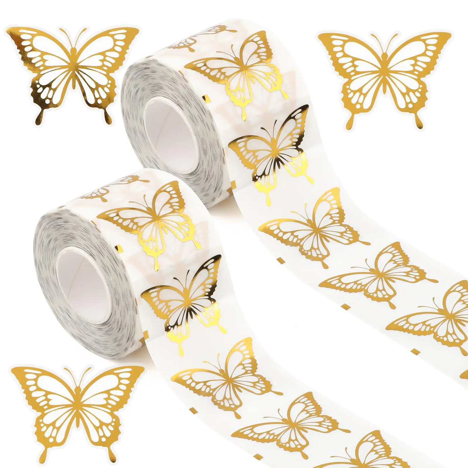 500Pcs Gold Butterfly Stickers,Gold Foil Envelope Seals Stickers,Spring Butterfly Labels Stickers for Wedding Invitation,1 inch